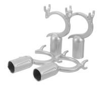 Abaodam Support de Branche en Alliage D'aluminium Gris 4 Pièces, Tête de Poteau à Linge Multifonctionnelle pour Manches de Balai à Franges, Crochet de Rallonge Solide pour Usage