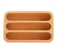 Abaodam Support de Carte de Visite en Bois Naturel Compartiments Multiples, Boîte de Rangement pour Bureau et Salle d'Attente, Modèle à Trois Grilles en Bois de Hêtre
