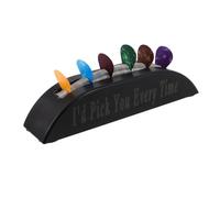 Abaodam Support de Médiators pour Guitare et Basse avec Pince à Ressort Stable Rangement Polyvalent Vinyle Noir Design Minimaliste Compatible Guitares Acoustiques et Électriques
