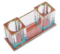 Abaodam Support de Microphone de Table en Acrylique Violet Double Fente, Socle Antidérapant pour Microphone sans Fil, Pied Compact pour Studio, Bureau et Scène