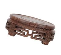 Abaodam Support de Vase Vintage en Bois Massif Rond Design Oriental Élégant, Socle Stable pour Théière et Lampe, pour Rituels de Thé Quotidiens et Réceptions