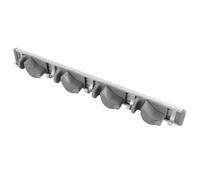 Abaodam Support Mural Métal pour Balais et Outils de Jardin, Fixation Murale sans Perçage, Quatre Emplacements, Cinq Crochets en Aluminium, Rangement Atelier Garage