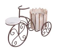 Abaodam Support Pour Plantes En Fer Style Vélo Rustique Intérieur Extérieur, Porte-plantes Décoratif Métal Blanc, Jardinière Tricycle Polyvalente Pour Cactus Et Fleurs Décoratives