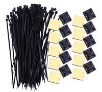 Abaodam Supports de Clips Câbles Auto-adhésifs Noirs en Pe Bande Coulissante Réglable et Haute Résistance, Lot de 100 Supports de Base pour Attache-câbles Multi-usage