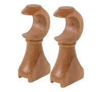 Abaodam Supports de Tringle à Rideaux en Bois Naturel 2 Pcs, Kit de Fixation Mural et Plafond Base Robuste, Stabilisateur pour Tringles à Rideaux, pour Salon et Chambre, Ensemble