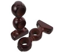 Abaodam Supports Muraux Lot de 2 Finition Couleur Café Élégante en Bois Structure Double Robuste pour Tringle à Rideaux pour Installation DIY et Bureaux