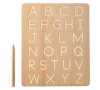 Abaodam Tableau D’écriture Éducatif pour Garçon et Filles en Bois de Hêtre, Jeu de Traçage Alphabet Stylet, Apprentissage Alphabet et Tableau D’orthographe pour Développement Scolaire