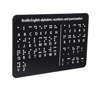 Abaodam Tableau en Braille à Points en Relief avec Alphabet Chiffres et Ponctuation Outil Pédagogique Montessori pour Apprentissage Tactile Format Horizontal Noir Kit D’Apprentissage