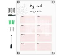 Abaodam Tableau Mémo Transparent Effaçable à Sec Stylo Inclus, Planche Acrylique et Métal, Design Simple et Élégant pour Maison ou Café, Agenda Hebdomadaire Pratique