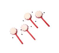 Abaodam Tambour à Hochet 2pcs pour Bébé en Bois Léger et Peau de Mouton Rouge, Jouets Traditionnels Chinois à Secouer pour Éveil Musical et Coordination Main-œil