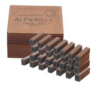 Abaodam Tampon en Bois Lettres Vintage pour Journal et Loisirs Créatifs | Alphabet, Motifs Variés, Finition Soignée, Brun, pour Cartes et Autres Créations Artisanales