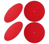 Abaodam Tapis Rond en Feutre de Laine Rouge 12 Pouces Antidérapant pour Platine Vinyle Lot de 4 Pièces Décoration Rétro Musique Lavable en Machine Salon et Chambre