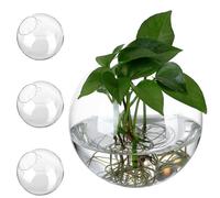 Abaodam Terrarium Suspendu en Verre Transparent Lot de 4 Jardinières Murales pour Plantes d'Intérieur Station de Multiplication Décoration Murale pour Salon et Bureau Vase Rond Lisse