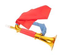 Abaodam Trompette en Plastique Portable Sifflet à Air Comprimé, Clairon Léger pour Spectacles et Fêtes, Cor de Chasse Compact Ruban Bleu et Rouge, Musical pour Garçon et Filles