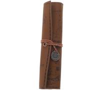 Abaodam Trousse à Crayons à Motif Trésor, Cuir Marron, Grand Format