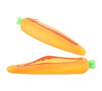 Abaodam Trousse Pratiques en Silicone pour Adulte Orange Forme Carotte Portable et Créative, Organiseurs de Papeterie Mignons Lot de 2 Pièces pour Garçon et Filles