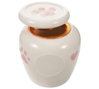 Abaodam Urne Funéraire en Céramique Rose 600ml pour Petits Animaux de Compagnie avec Motif Cœur et Patte, Urne Commémorative Élégante pour Souvenir et Préservation des Cendres