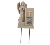 Abaodam Vase Funéraire Aux Intempéries Résine avec Statue Dange et Décoration de Jardin et Sépulture pour Fleurs Fraîches ou Artificielles Ornement de Polyvalent pour Tombe