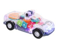 Abaodam Voiture Lumineuse Mécanique à Rouages Transparente pour Garçon et Filles 1-3 Ans, à Piles Effets Sonores et Lumière LED, Véhicule Éducatif Mobile pour Éveil Sensoriel