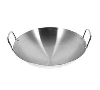 Abaodam Wok Acier Inoxydable Double Poêle pour Cuisine Extérieure Compatible Induction Barbecue