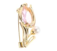 Abaodam Zircon Broche Tulipe, Rose, Alliage de Zinc, Perles | Style Élégant et Noble, Design Compact Solide, Résistante à Décoloration, pour Mariages et Banquets