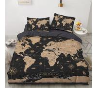 Abaodanba Housse De Couette 140x200,Housse De Couette Carte du Monde,Sets De Housse De Couette 3D Imprimé,100% Microfibre,Parure De Lit 140x200 avec 1 Taie d'oreiller 65x65 cm (#8)