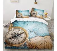 Abaodanba Housse De Couette 200x200,Parure De Lit Boussole,100% Microfibre,Doux Et Confortable,Parure De Lit 200x200 avec 2 Taie d'oreiller 65x65 cm,3D Imprimé (#4)