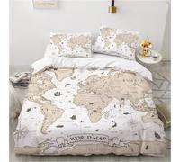 Abaodanba Housse De Couette 200x200,Parure De Lit Carte du Monde,Sets De Housse De Couette 3D Imprimé,100% Microfibre,Doux Et Confortable,avec 2 Taie d'oreiller 65x65 cm, (#7)