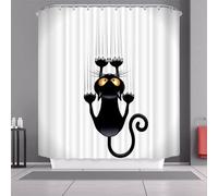 Abaodanba Rideau de Douche Anti Moisissure,Rideau de Douche 180x200,Rideau Douche Chat d'humour,Rideau Douche 3D,Polyester Imperméable,avec 12 Crochets YLBA-12T1R-l98