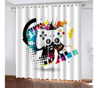 Abaodanba Rideaux Occultants,Rideaux Gamer,Lot De 2 Rideaux Occultants,Rideaux Occultants d'enfant,Rideaux Thermiques isolants,Polyester,Impression Numérique 3D,Rideau Chambre,220x215 cm