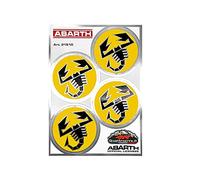 Abarth 4R Quattroerre.it 21510 Autocollant Officiel 4 Logos Scorpions Jaune Diamètre 48 mm Planche 94 x 131 mm, Citronier