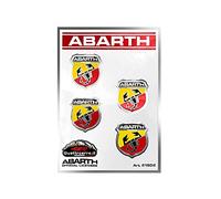 Abarth Lot de 4 Petits Autocollants Officiels, 94 x 131 mm, Chromé