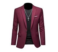 ABARTY Blazer Décontracté pour Homme Coupe Ajustée Veste À Un Bouton Veste De Costume Légère Manteau De Sport Décontracté Costume d'affaires Formel Blazer De Mariage Smoking Bordeaux XL