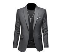 ABARTY Blazer Décontracté pour Homme Coupe Ajustée Veste À Un Bouton Veste De Costume Légère Manteau De Sport Décontracté Costume d'affaires Formel Blazer De Mariage Tuxedo Gris XL