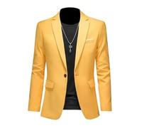 ABARTY Blazer Homme Casual Slim Fit Veste Un Bouton Léger Costume Casual Sport Manteau Formel D'affaires Mariage Smoking Jaune XXL