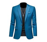 ABARTY Blazer Homme Casual Slim Fit Veste Un Bouton Léger Costume Manteau Formel Sport Blazers Mariage Smoking Bleu Turquoise XXL