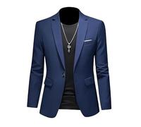 ABARTY Blazer pour Hommes Casual Slim Fit Un Bouton Léger Veste de Costume Manteau Formel Sport d'Affaires Smoking Mariage Marine L