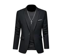 ABARTY Blazer pour Hommes Casual Slim Fit Un Bouton Léger Veste de Costume Manteau Formel Sport d'Affaires Mariage Tuxedo Noir S