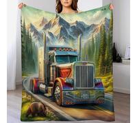 ABASWSA Camion Impression 3D Couverture Légère en Polaire De Flannel Linge De Lit Couvre-lit Couvertures De Canapé (100×130cm)