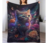 ABASWSA Cat and Fleur Plaid Polaire Canape Couverture - Jete De Canapé en Flannel, Doux Chaude, pour Le Voyage Lit, Fit All-Season （150×200cm）