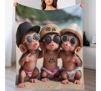 ABASWSA Couverture Singe, Doux, Douillette, Moelleux, Chaud, Couvertures Polaire en Flannel pour Canapé, Chambre, Voyage, (150×200cm)