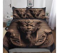 ABASWSA Pharaon égyptien Housse De Couette 3 Pièces, pour Enfants, Adolescents, Adulte, Douce Microfibre Parure De Lit avec Taie d'oreiller, King(220x240cm)