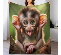ABASWSA Singe Impression 3D Couvertures Légère en Polaire De Flannel Linge De Lit Couvre-lit Couverture De Canapé (150×200cm)