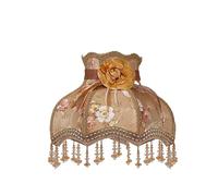 Abat Jour Abat-jour en dentelle rétro avec perles de cristal et pompons, lampe de table de luxe, lampadaire, décoration d'hôtel(Color 13)