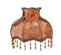 Abat Jour Abat-jour en dentelle rétro avec perles de cristal et pompons, lampe de table de luxe, lampadaire, décoration d'hôtel(Color 08)