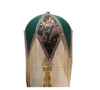Abat jour Abat-jour en tissu avec pompon et perles, style rétro français, classique, for lampe de chevet, chambre à coucher, lampadaire pour maison(Color-04)