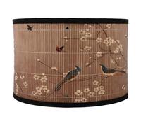 Abat-jour bambou rétro E27 marron avec support fer et trou 40 MM | Diffusion décorative pour chambre et déco maison, protège les yeux et le plafonnier, sans cordon ni source lumineuse