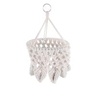 Abat-jour Bohème Tissé à Main, Cloche Festonnée en Coton | Structure Métal, Détails Macramé et Perles, Diffusion Douce, pour Lampes, Salons, Chambres et Gîtes