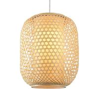 Abat-Jour Ca Suspensions Panier en Osier Naturel Lampe Suspendue de Salle à Manger Base E27 Luminaire d'îlot de Cuisine