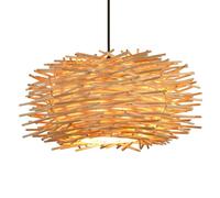 Abat-jour créatif en forme de nid d'oiseau pour plafonnier, style bord de mer, hauteur réglable, lustre bohème moderne en bambou pour cuisine, chambre, salle à manger, chambre d'enfant / 50 cm